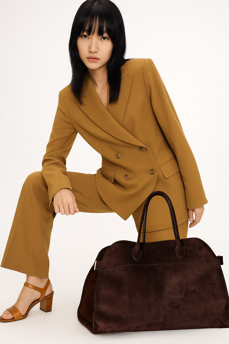 The Row Soft Margaux 17 Bag in Suede