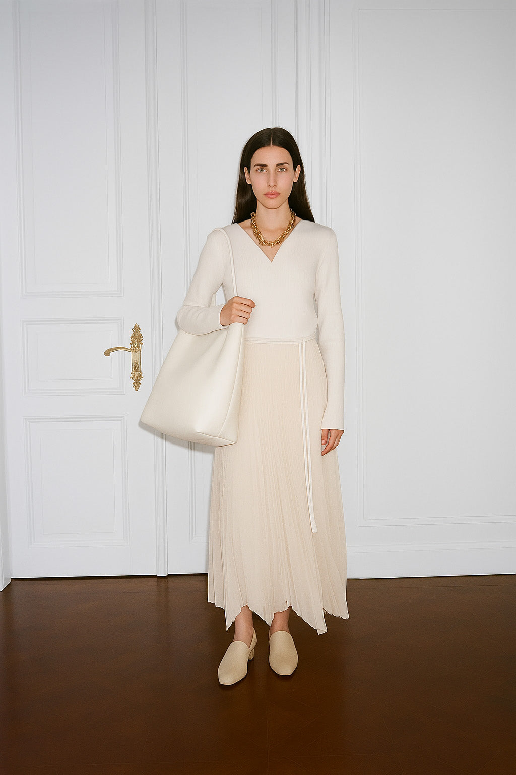 The Row Large N/S Park Tote Bag in Leather