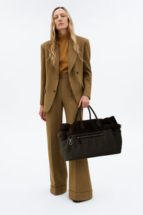 The Row Margaux 17 Inside-Out Buckled Leather Canvas Tote Bag