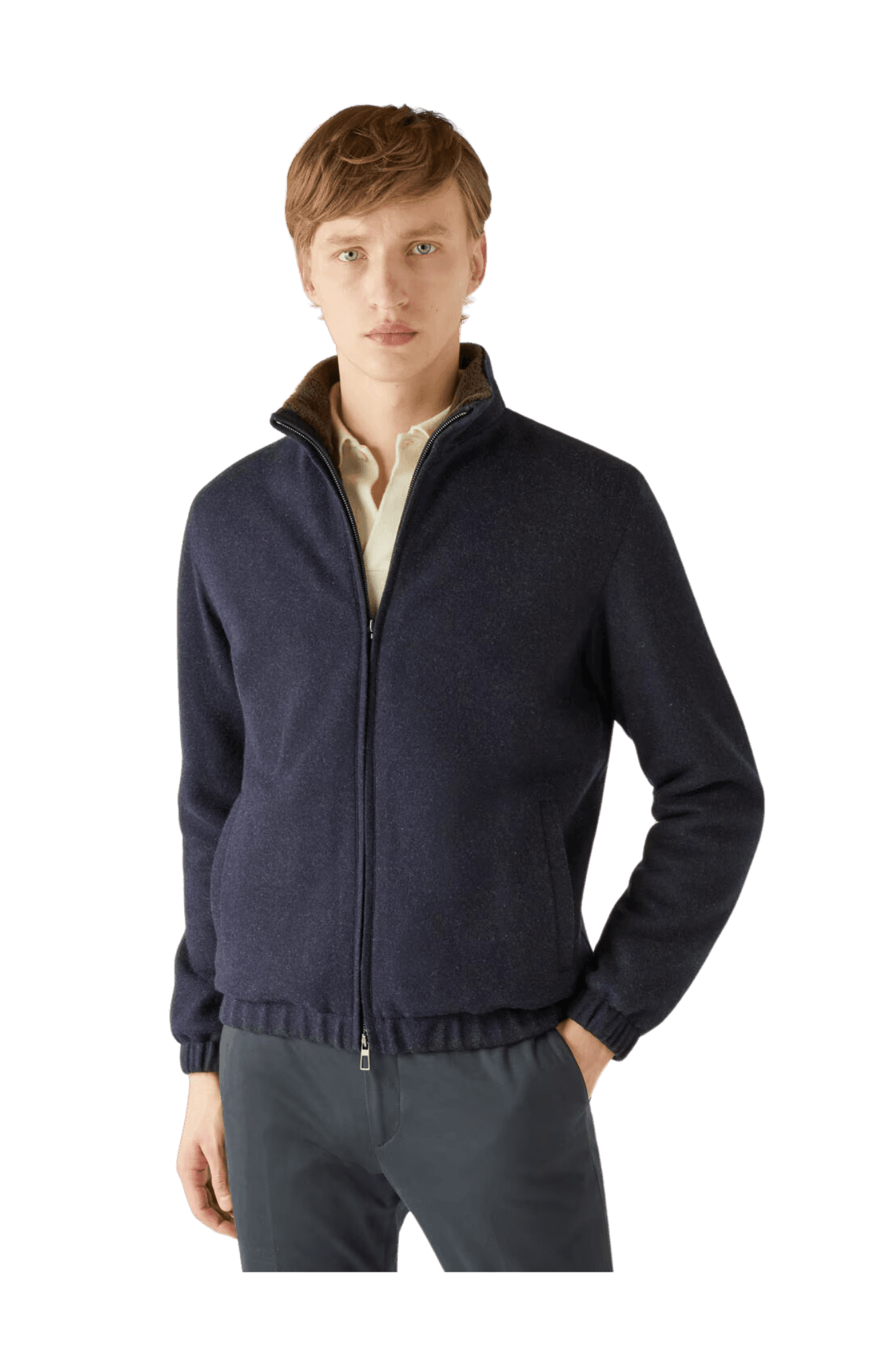 <tc>Loro Piana</tc> เสื้อสเวตเตอร์บอมเบอร์สำหรับผู้ชาย