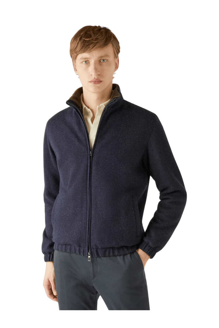 <tc>Loro Piana</tc> เสื้อสเวตเตอร์บอมเบอร์สำหรับผู้ชาย