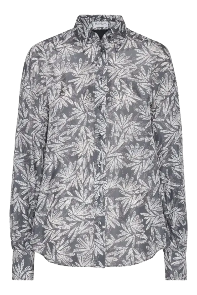 Brunello Cucinelli Women's Abstract-print Silk Shirt