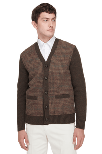 Ralph Lauren Men's Glen Plaid Paneled Wool Cardigan