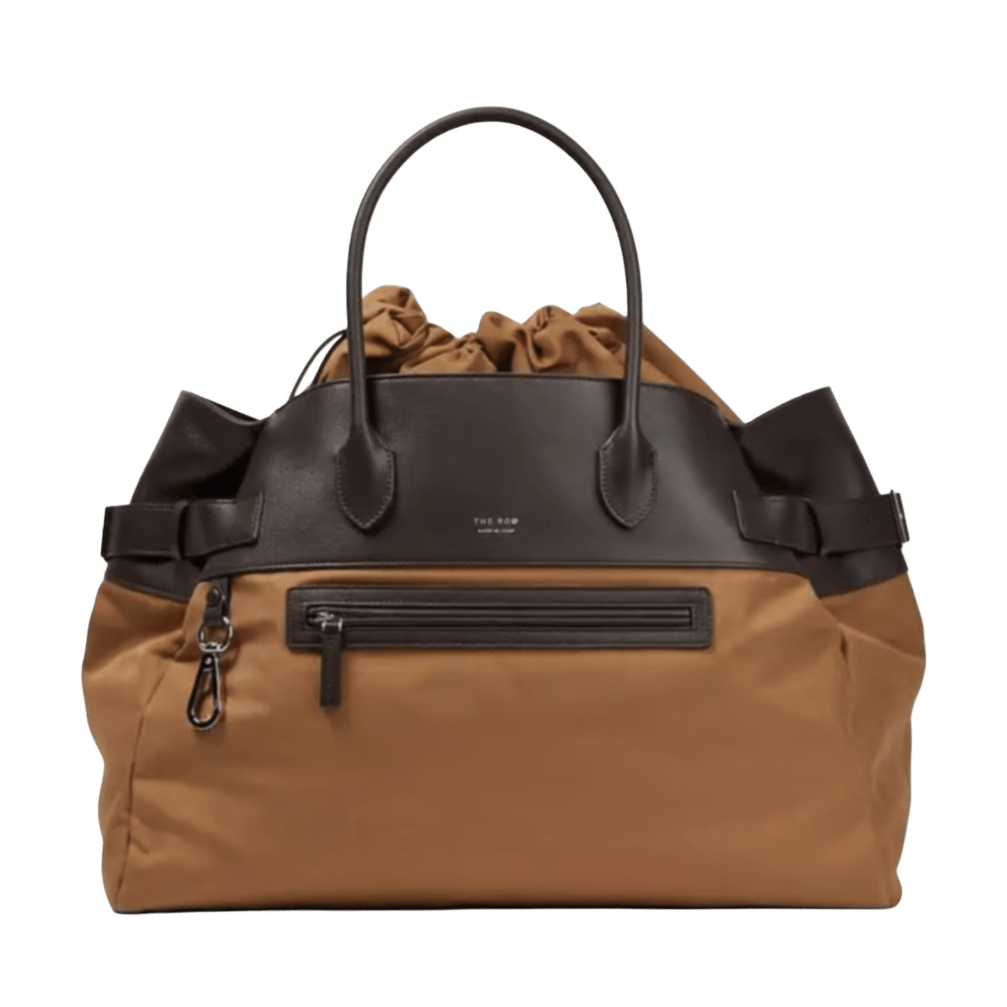 The Row Margaux 17 Inside-Out Buckled Leather Canvas Tote Bag