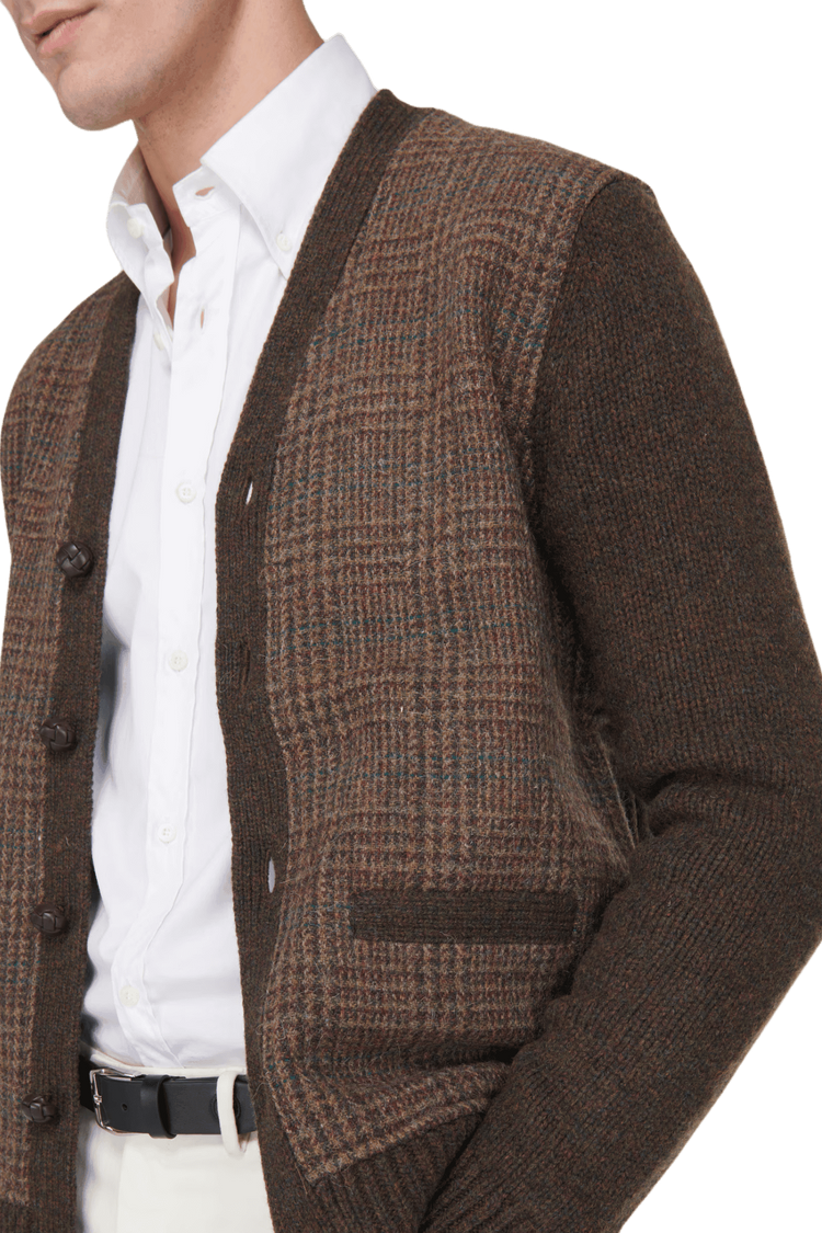 Ralph Lauren Men's Glen Plaid Paneled Wool Cardigan