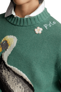 Ralph Lauren Women's Intarsia-Knit Pelican Mockneck Jumper
